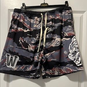 Black and Gray Camouflage Athletic Shorts